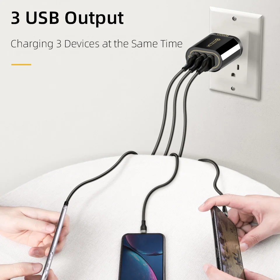 QGEEM Hitro Polnjenje 3.0 3 USB Polnilec za iPhone Hiter Polnilec za Xiaomi QC 3.0 Prenosni Telefon Polnilnik priključite na Adapter za polnilnik