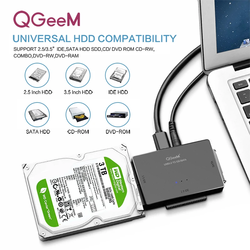 QGEEM SATA na USB 3.0 IDE Adapter USB2.0 Sata Kabel za 2.5 3.5 SATA IDE Trdi Disk, vmesnik USB C OTG HDD SSD USB Pretvorite