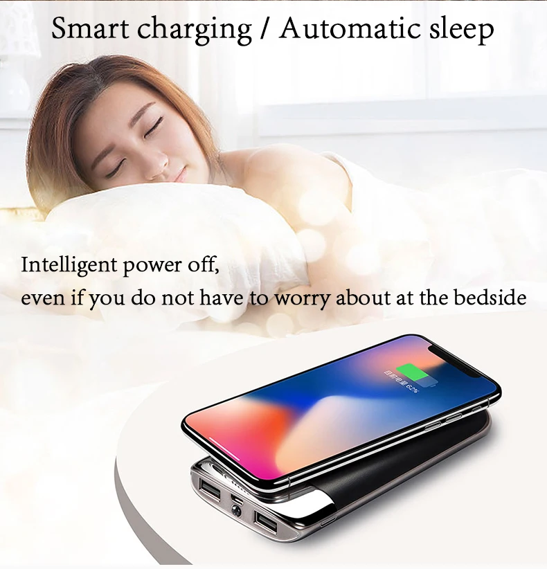 QI Brezžični Polnilnik za iPhone XS Max 8 30000mah Moči Banke Zunanje Baterije Banka Vgrajen Brezžični Polnilnik Prenosni Powerbank