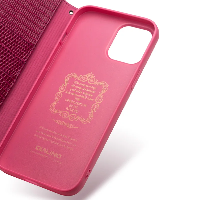 QIALINO Luksuzni Pravega Usnja Kritje za Apple iPhone 12 Pro Max Zaščitna torbica z Režo za Ženske za iPhone Mini 12