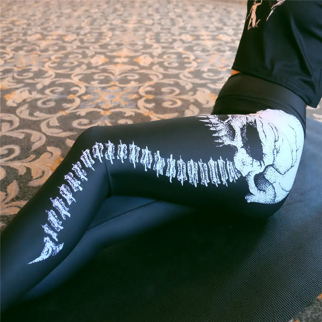 Qickitout Seksi Žensk Black Dokolenke Skull Glave zlo klasični Tisk Push Up Fitnes Visoko Pasu Legging Oversize