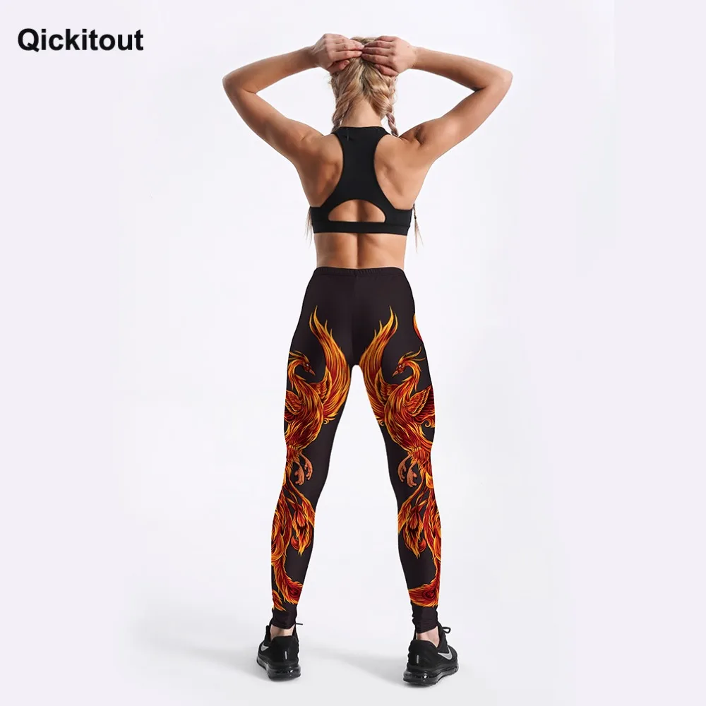 Qickitout Vroče Prodaje Ženske Dokolenke Gorečih Phoenix 3D Tiskanih Punk Dekle Dokolenice Fitnes Hlače Uvježbavanje Hlače Dolge Stretchy S-4Xl