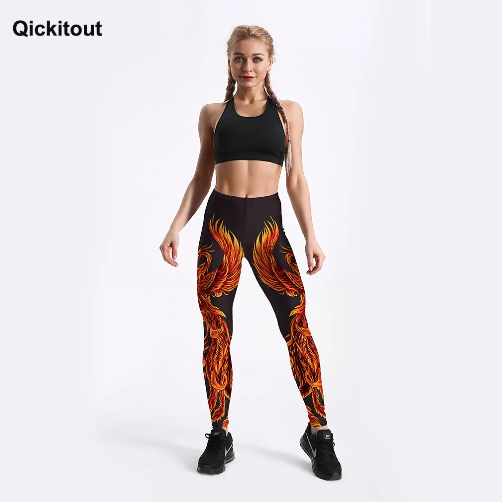 Qickitout Vroče Prodaje Ženske Dokolenke Gorečih Phoenix 3D Tiskanih Punk Dekle Dokolenice Fitnes Hlače Uvježbavanje Hlače Dolge Stretchy S-4Xl