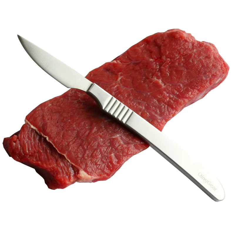 QingGear Stilsko nerjavnega Zrezek Nož Fiksno Rezilo Super Jedilni pribor Večerja noži za peko na žaru Mesa Cleaver Kampiranje Nož Z Kydex Tulec
