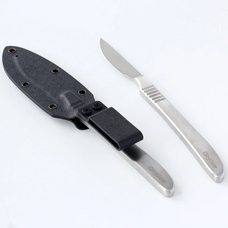 QingGear Stilsko nerjavnega Zrezek Nož Fiksno Rezilo Super Jedilni pribor Večerja noži za peko na žaru Mesa Cleaver Kampiranje Nož Z Kydex Tulec
