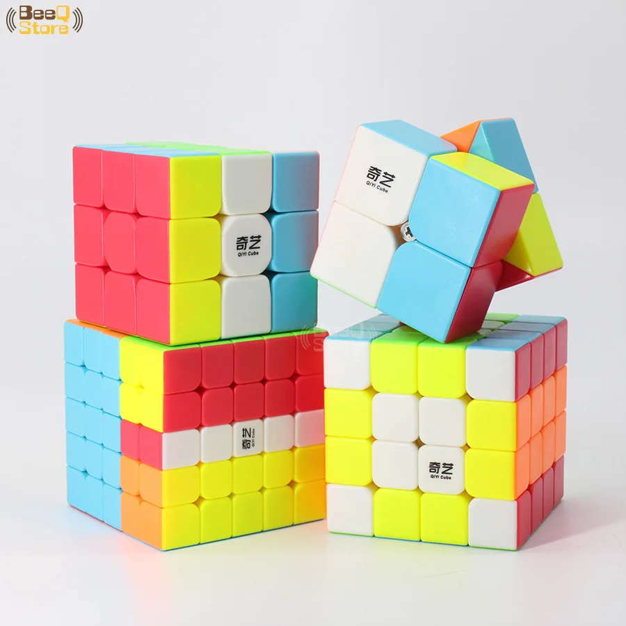 Qiyi 2x2 3x3 4x4 5 x 5 Magic Cube QiyuanS QizhengS Hitrost Kocka Uganka WarriorW Qidi Black Stickerless 3pcs 4pcs/Niz Izobraževalnih Igrač
