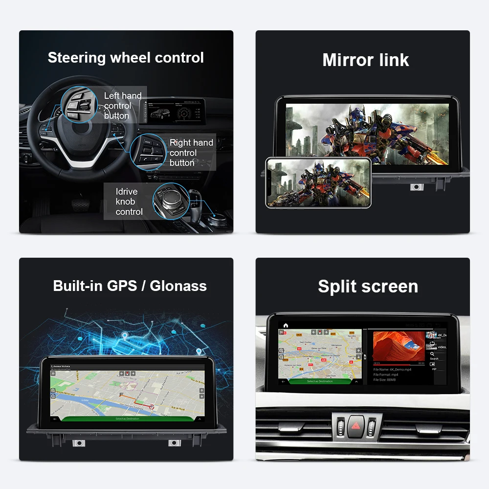 Qualcomn Snapdragon Avto Multimedijski Predvajalnik Za BMW X1 F48 2016-2017 Android 10.0 Autoradio Navigacija Vodja enote 1920*720P Zaslon