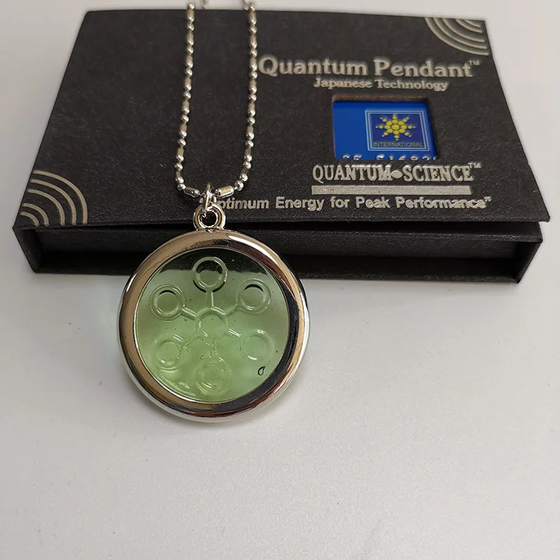 Quantum Obesek bio disk Negativne Ione svetlo zeleni kamen iz Nerjavečega Jekla Verige Ogrlica Čare Quantum Skalarnega Energije Ogrlice