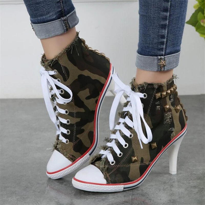 QWEDF 2019 Nove modne Ženske platneni čevlji denim visokih petah kovice čevlji modni čevlji z visokimi petami Udobno Dame luksuzni YA-33
