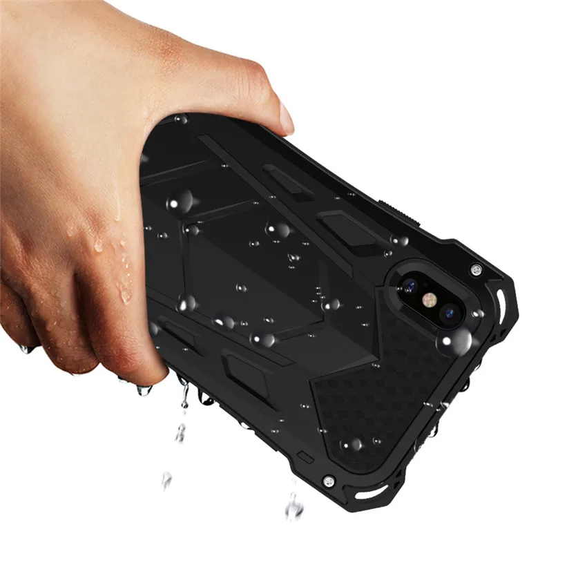 R-Samo Kovinski Aluminijasta Zaščitna torbica Za iPhone Xs X Umazanijo Shockproof Neprepusten 3 v 1 Oklep Primeru za iPhone XR Xs Max Coque