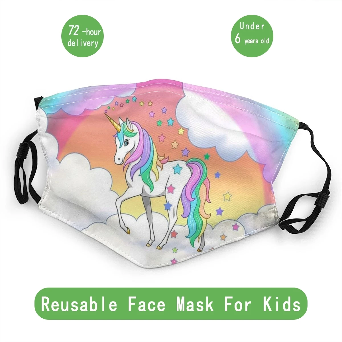 Rainbow Unicorn Otrok Non-Enkratno Masko Proti Prahu, Maska, Zaščitni Pokrov Respirator Usta Žarilna