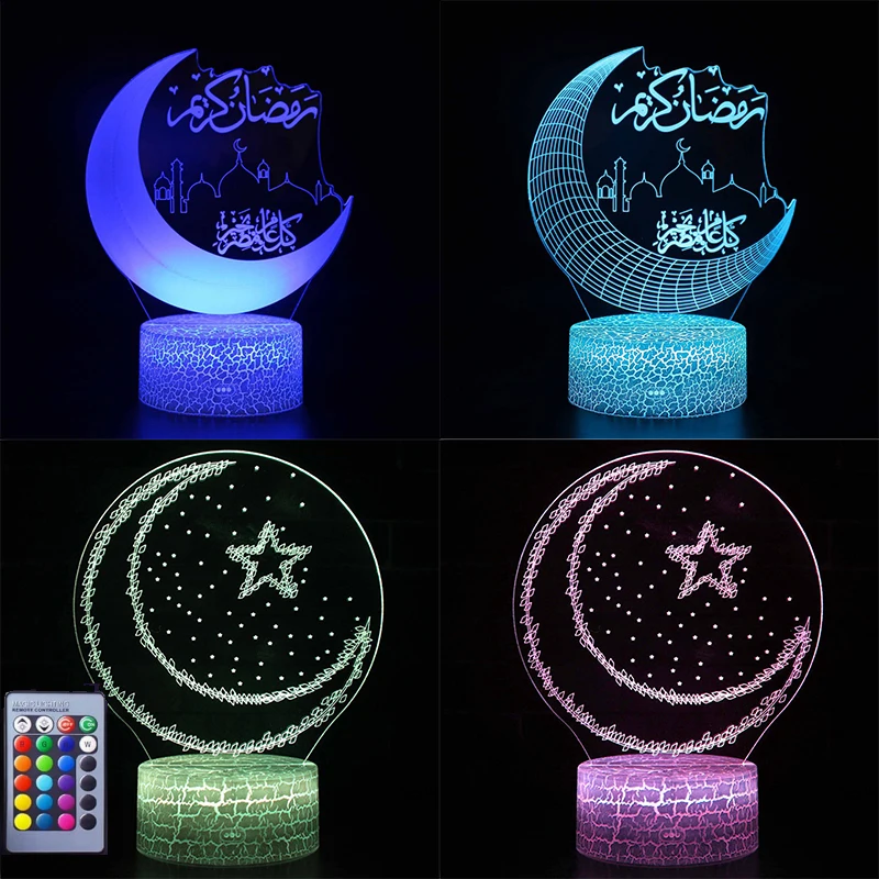 Ramadana Dekoracijo LED Luči Za Domače Namizne Luči, Luno, Zvezde, Daljinski upravljalnik Pisane Lučka Islamske Eid Mubarak Ramadana Darila