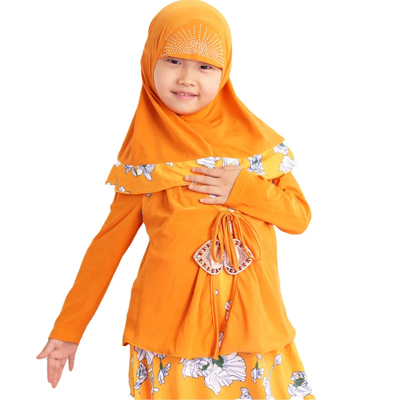 Ramadana Muslimanska Dekleta Abaya Obleko 3 Kos Set Molitev Oblačilo Khimar Burka Hidžab Vrhovi, Krila Otroci Turčija Maroško Islamsko Tam Kaftan