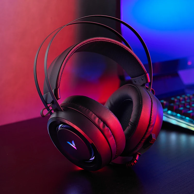 Rapoo VH500C Gaming Slušalke Virtualni 7.1 Surround Slušalke z RGB LED Luči 50 mm pogonska Enota z Mikrofonom za PS4 FPS PC Gamer