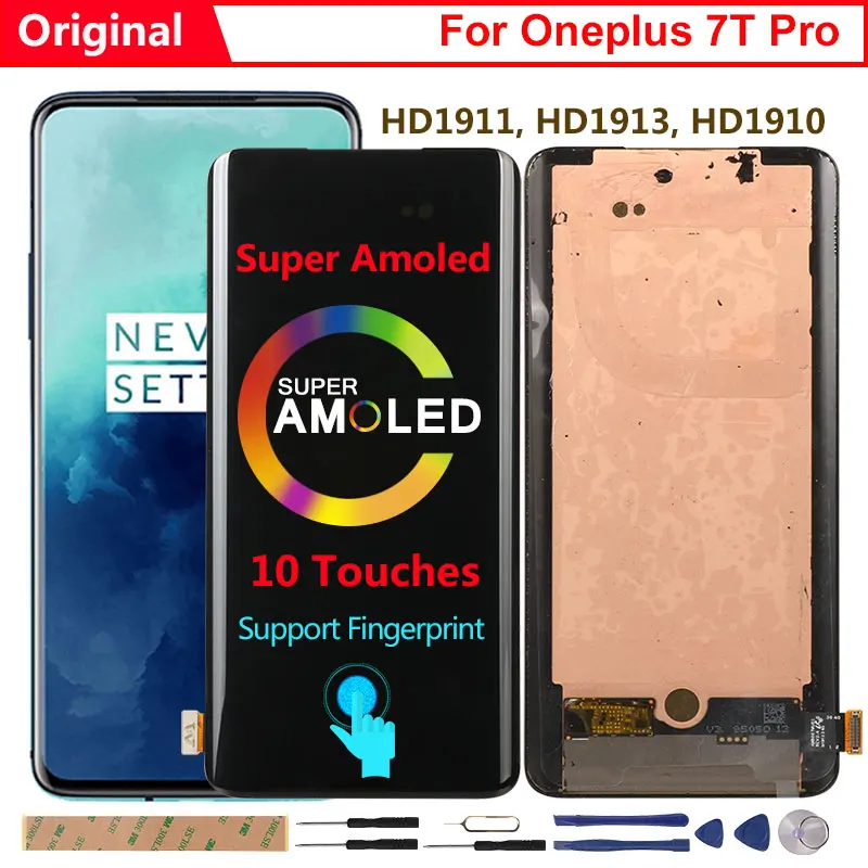 Raugee Original Display Za Oneplus 7T Pro Amoled Zaslon Podporo Prstnih Zamenjava LCD Za Oneplus En Plus 7T Pro 6.67