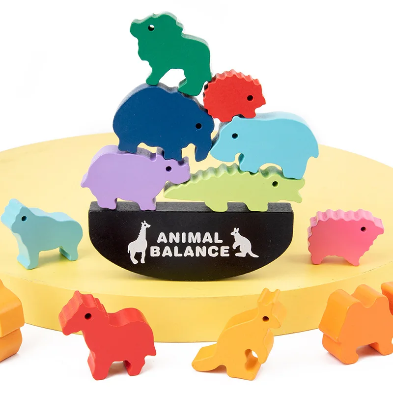 Ravnotežje Igre, Lesene Igrače, Risanke Živali Model Bloki Tabela Igra Izobraževanja V Zgodnjem Otroštvu Ustvarjalne Igrače Montessori Baby Bloki