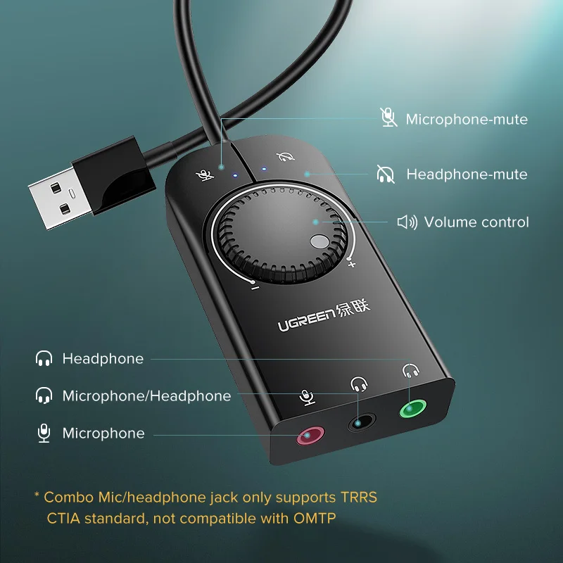 Razhroščevalne simbole Zvočno Kartico USB Audio Vmesnik za Zunanji 3.5 mm, Mikrofon Zvočno kartico, zvočno kartico za Prenosni računalnik PS4 Slušalke USB zvočna Kartica