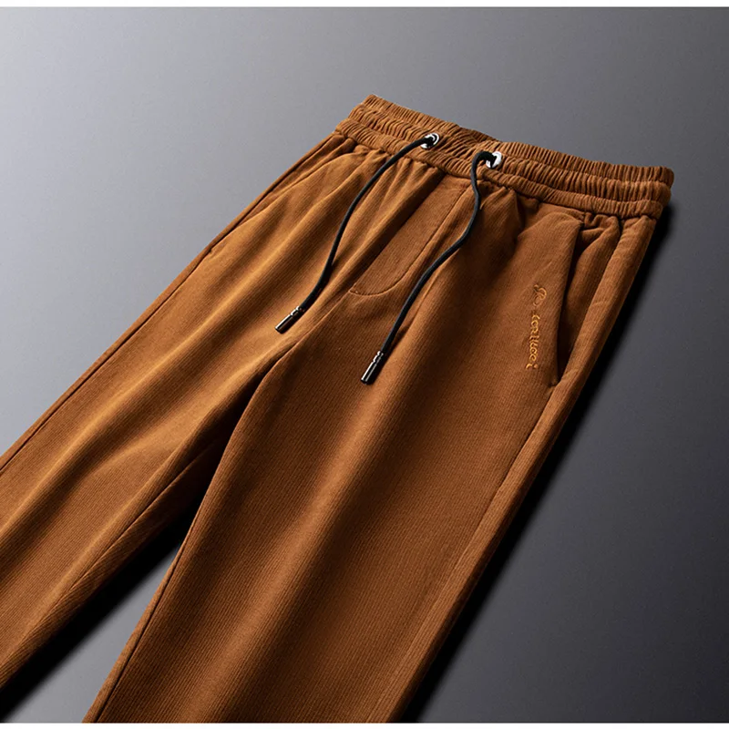 Razkošje svetlobe čipke baker zlato moške jeseni priložnostne hlače naravnost svetlobe poslovnih volnene hlače za moške