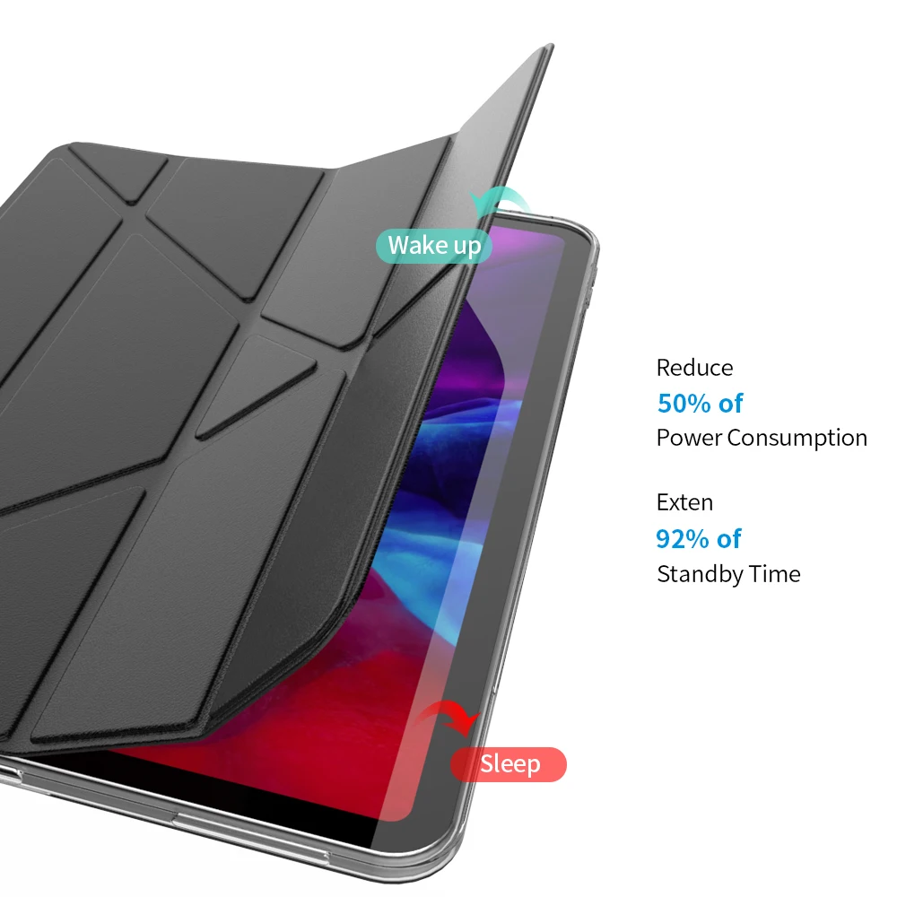 Redlai Ohišje za iPad Pro 11 inch 2020 2018 PU Usnje Magnetni Smart Cover Mehko TPU Nazaj Ohišje za iPad Pro 2020