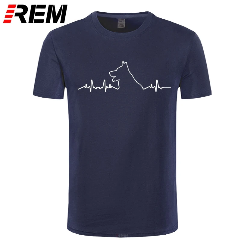 REM nemški Ovčar srčni Utrip T-Shirt, Smešno Pes Ljubitelje Ponudbo Poceni Prodajo 100 % Bombažne Majice za Fantje Človek Tiskanja