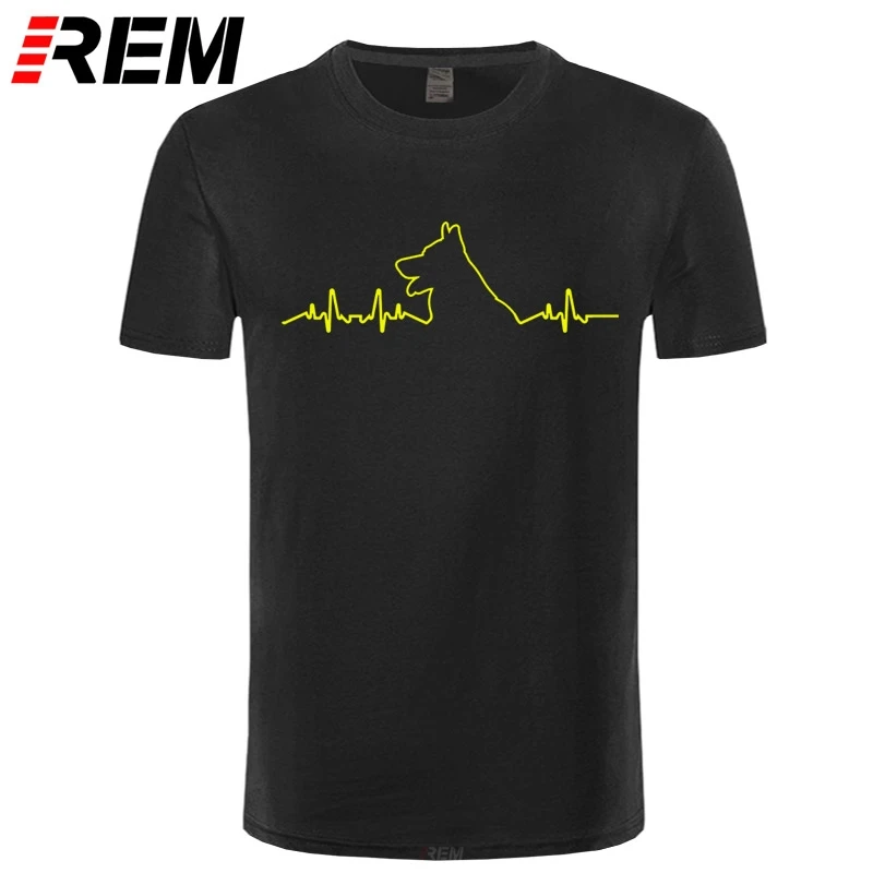REM nemški Ovčar srčni Utrip T-Shirt, Smešno Pes Ljubitelje Ponudbo Poceni Prodajo 100 % Bombažne Majice za Fantje Človek Tiskanja