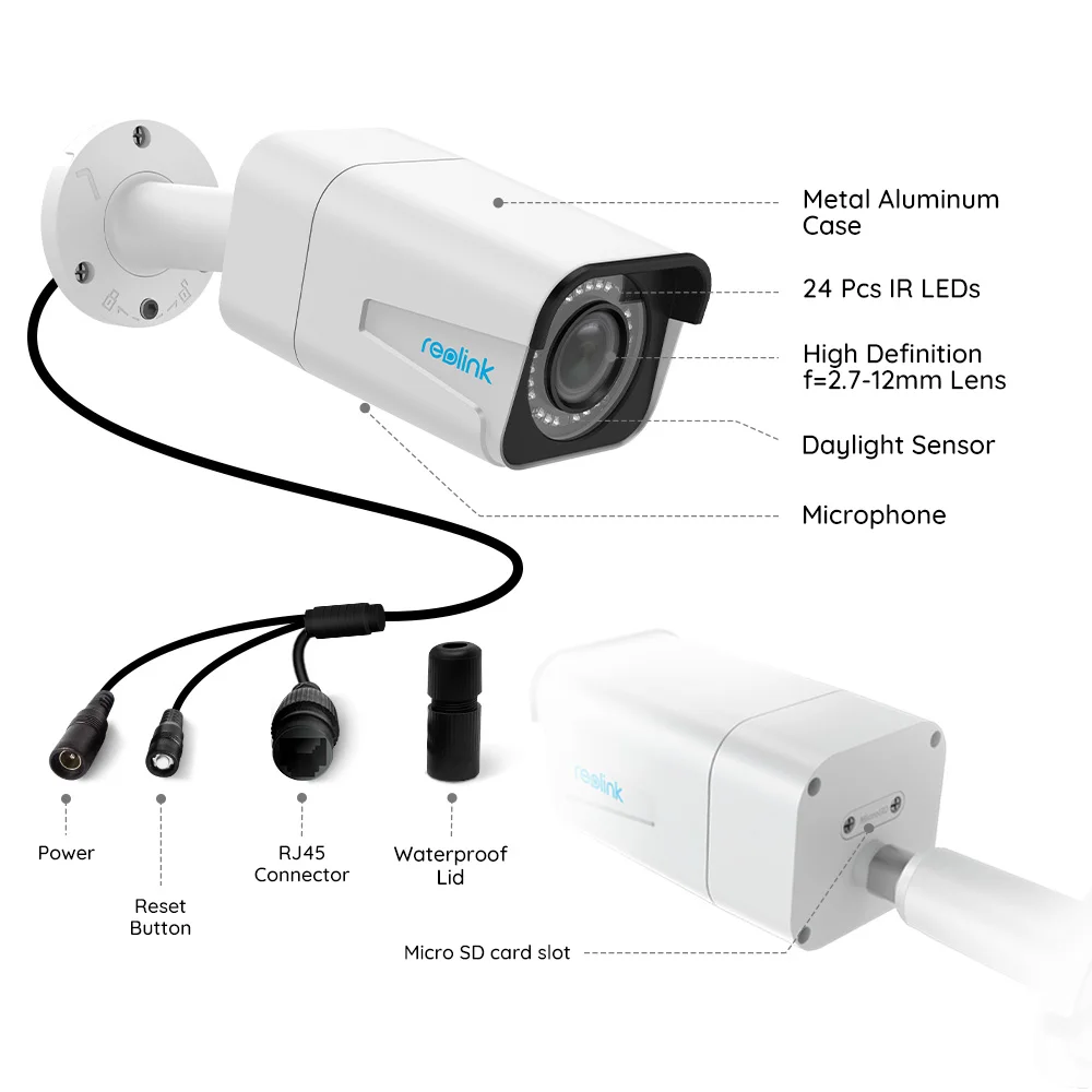 Reolink PoE IP kamera zunanja 4MP 5MP 4x Optični Zoom P2P day&night vision Nepremočljiva Bullet nadzorna Kamera RLC-511