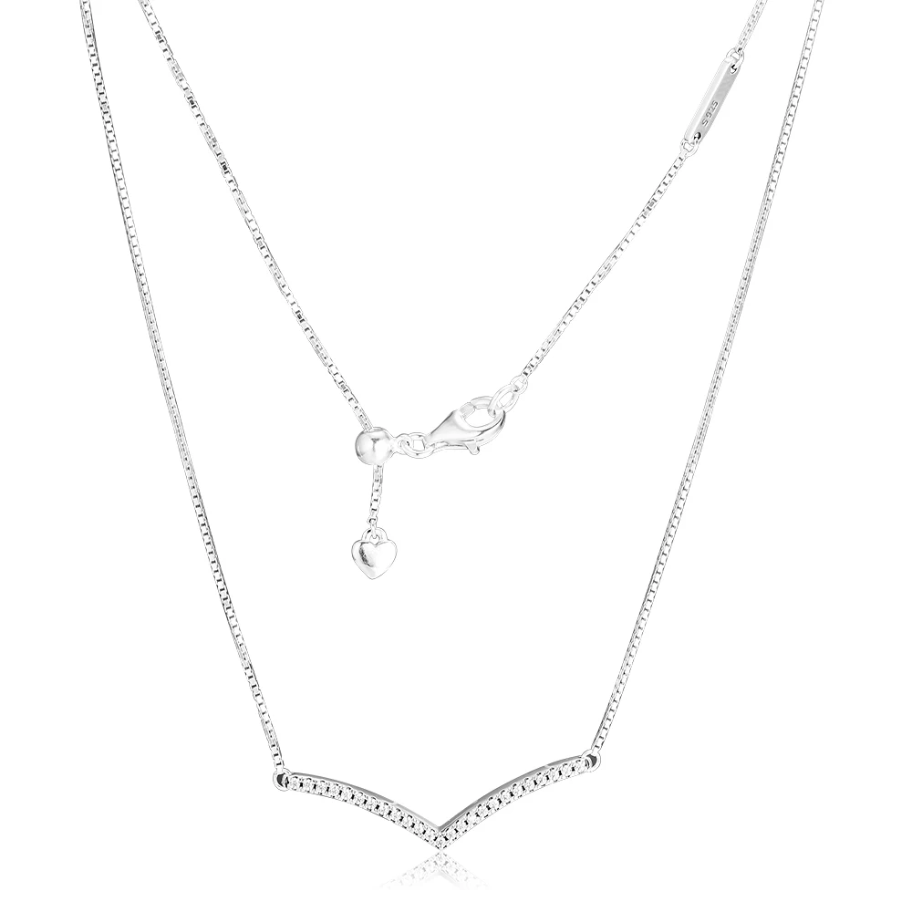 Resnično 925 Sterling Srebro Peneče Wishbone Ogrlica za Ženske, Fine Nakit, Ogrlice & Obeski Colgantes Collier Femme