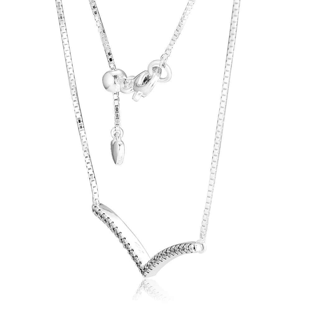 Resnično 925 Sterling Srebro Peneče Wishbone Ogrlica za Ženske, Fine Nakit, Ogrlice & Obeski Colgantes Collier Femme