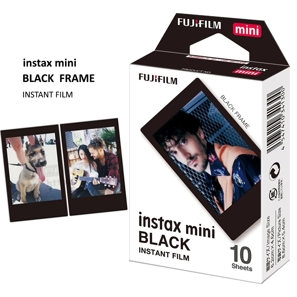 Resnično Fujifilm Instax Mini Black Film, 10 Listov za Fuji Instant Mini 7s 8 9 11 70 90 Fotoaparat SP-1 SP-2 ZA POVEZAVO Tiskalnika