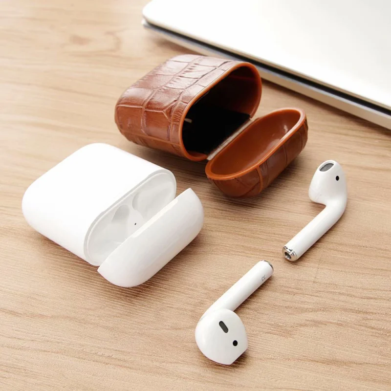 Resnično Usnje Vzorec Krokodil Slušalke Škatle FHX-RG Kljuke za Apple AirPods 1 2 Zaščitni Bluetooth brezžične Slušalke Primeru