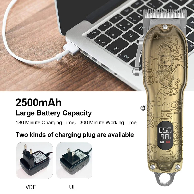 RESUXI Baterije za Las Brivnik z Digitalnim prikazom Vseh Kovinskih Lase clipper Strokovno Brivnik za moške, rezanje lase