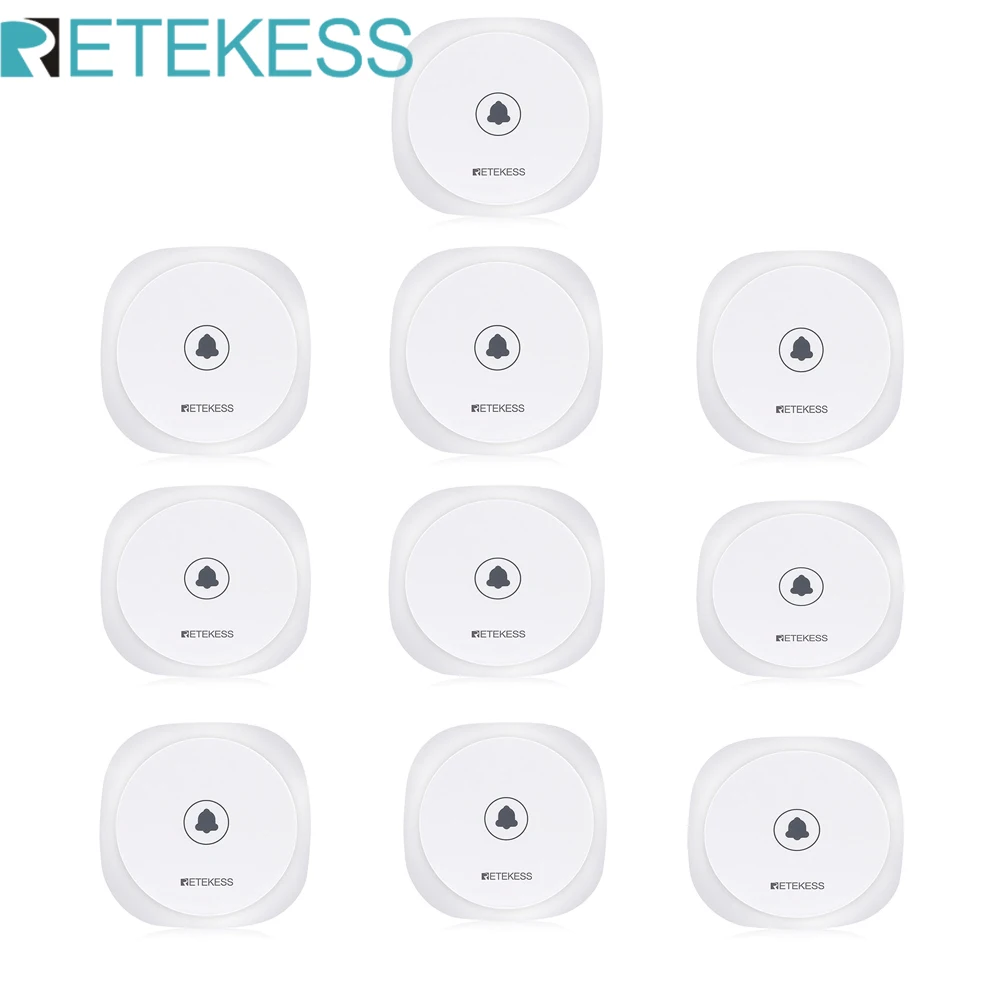 RETEKESS 10Pcs TD017 Pager Brezžični Gumb za Klic 433.92 MHz Beli Dotik Restavracija Oddajnik Za kavarna Hotel Bolnišnici