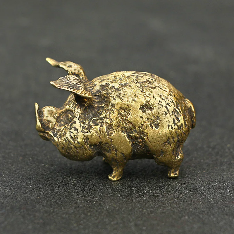 Retro Baker Kitajski 12 Nebesno Flying Pig Kip Doma Dekoracijo Antik Medenina Srečen Živalskih Figur Mizica Desk Okraski