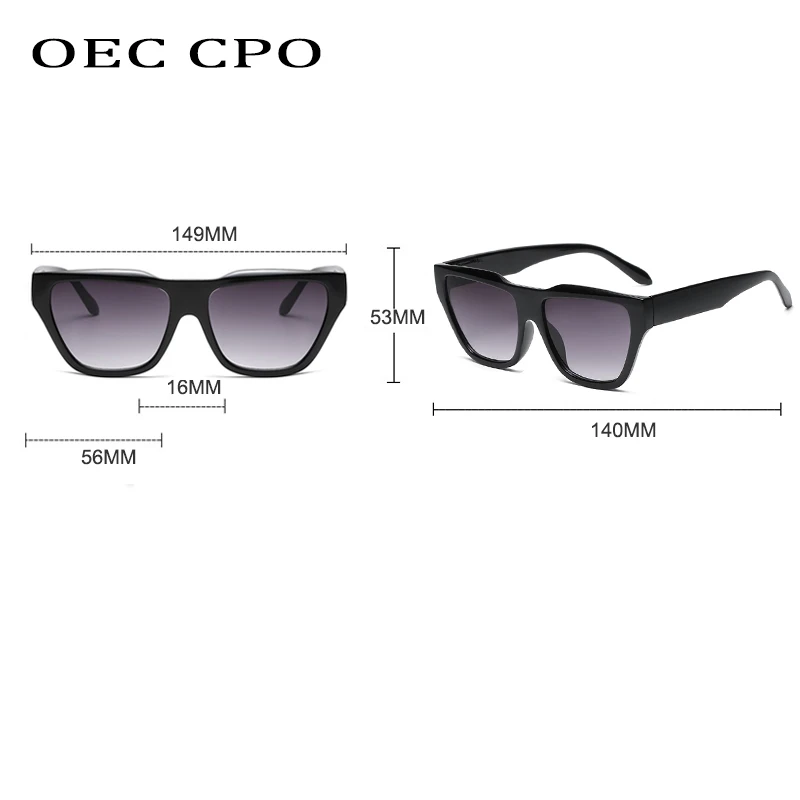 Retro Kvadratnih sončna Očala Žensk, Moških Velik Okvir Letnik Plastični Okvir sončna Očala Črna Gradient Očala UV400 O664