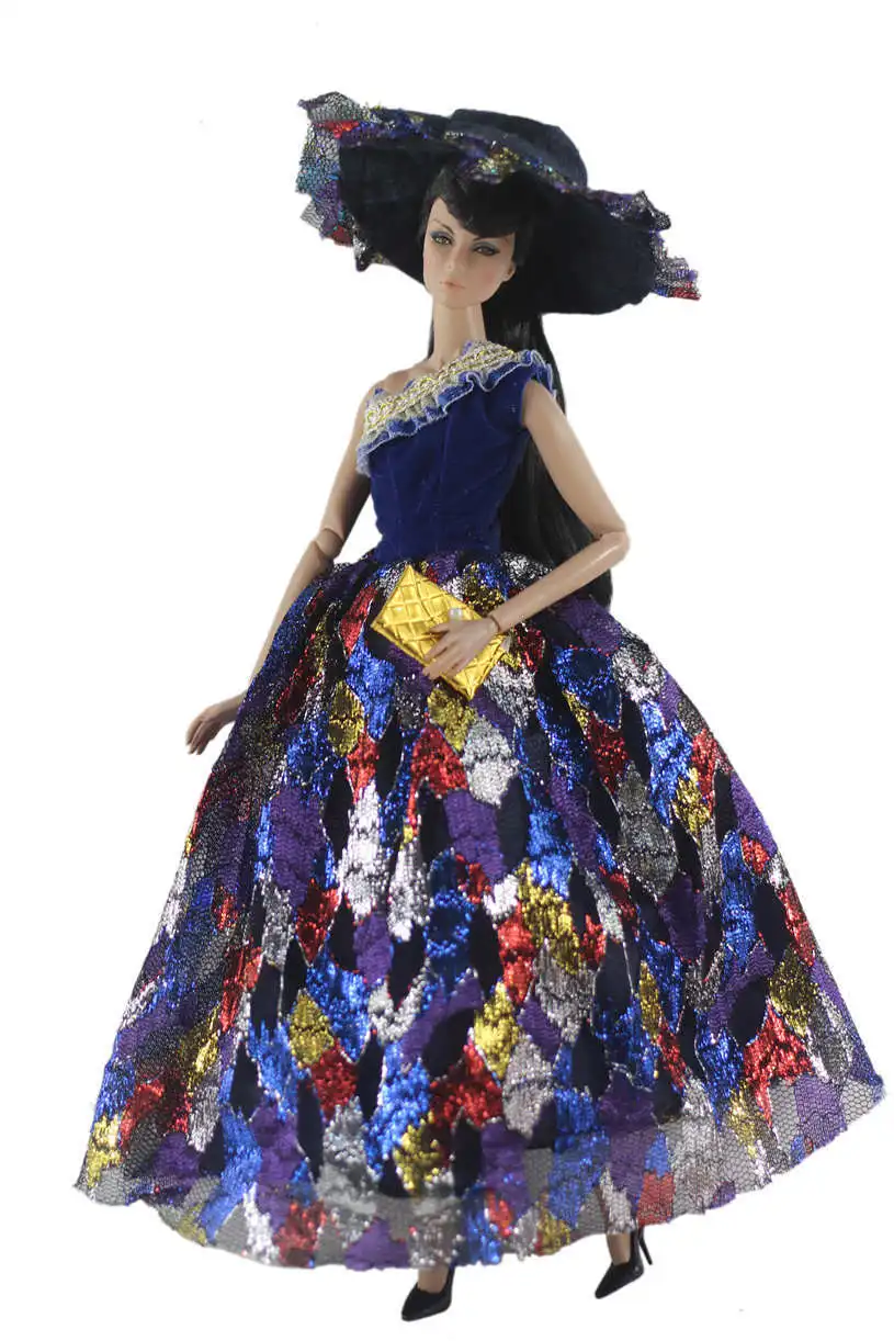 Retro Mozaiki Gothic Lolita Obleko Obleko Set za Barbie 1/6 30 cm BJD FR Punčko Oblačila Dodatki Play House Apretiranje Igrače