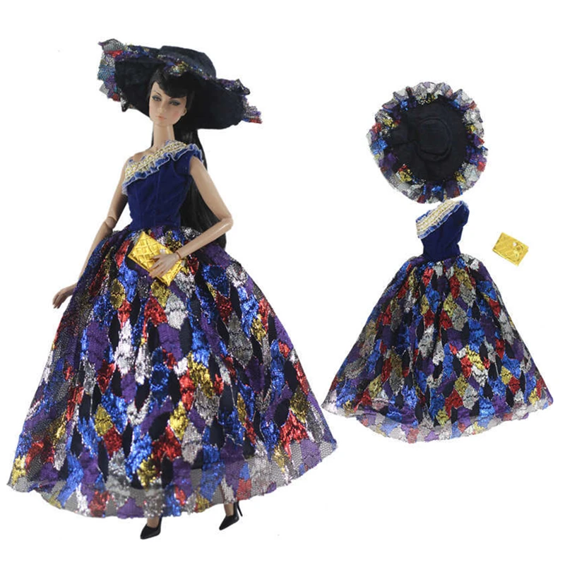 Retro Mozaiki Gothic Lolita Obleko Obleko Set za Barbie 1/6 30 cm BJD FR Punčko Oblačila Dodatki Play House Apretiranje Igrače