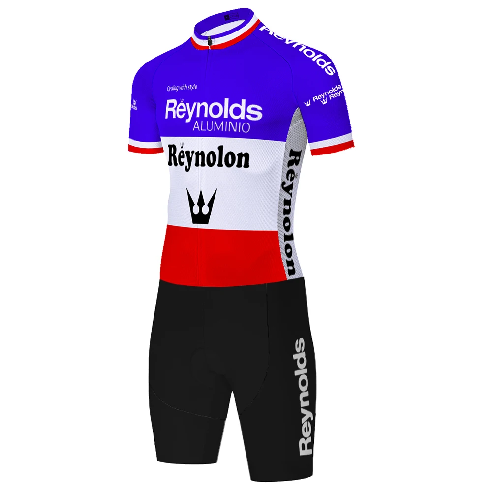Retro Reynolds skinsuit kolesarjenje, izposoja jumpsuit 20 D triatlon obleko moških dirke kolo Speedsuit quick dry spandex jersey