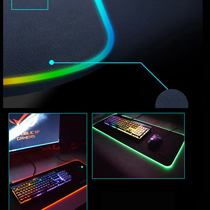 RGB Gaming Mouse Pad Velike muismat Igralec Led Računalnik Mousepad Big Miško Mat Svetovni Zemljevid z Ozadja Preproga Za tipkovnico Mause