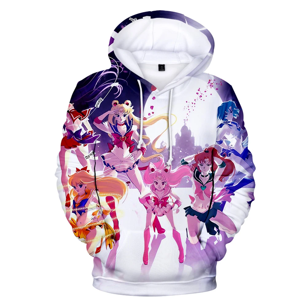 Rholycrown Vroče Anime Sailor Moon Hoodies Ženske, Moške Zimske puloverji 3D Hooded Prevelik Sweatshirts Sailor Moon dekle 3D Hoodie