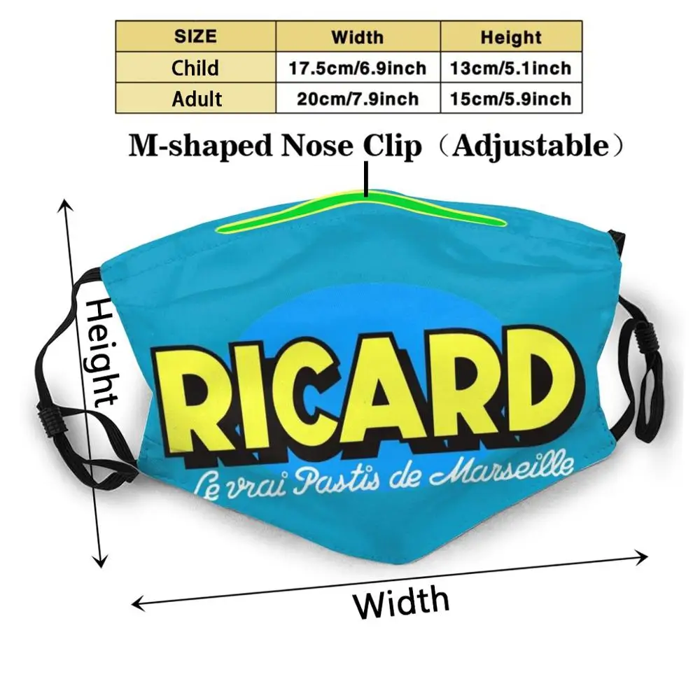 Ricard 2 Custom Design Masko Proti Prahu Filter Diy Tiskalni Stroj Za Odrasle, Otroci Pastis Marseille France Pijače Anisette