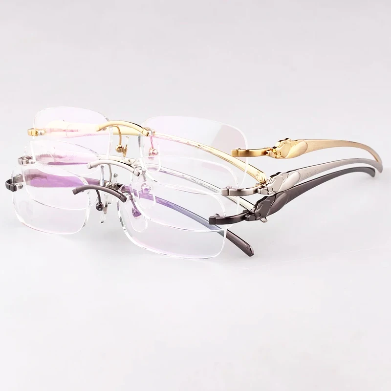 Rimless Carter Panther Očala Jasno, Pregledno Optični Okvirji Za Moške In Ženske Izpolnite Recept Photochromic Očala