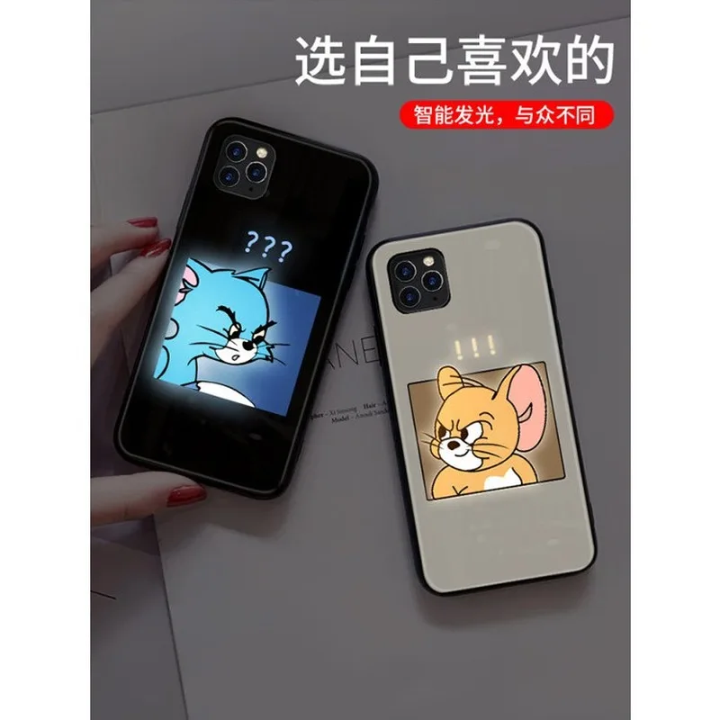 Risanka anime LED Lučka za Zaznavanje Glasovni Nadzor Mobilni Telefon Zaščitna torbica za IPhone12 12Pro 12ProMax 12mini 11 Pro Max X XR XS