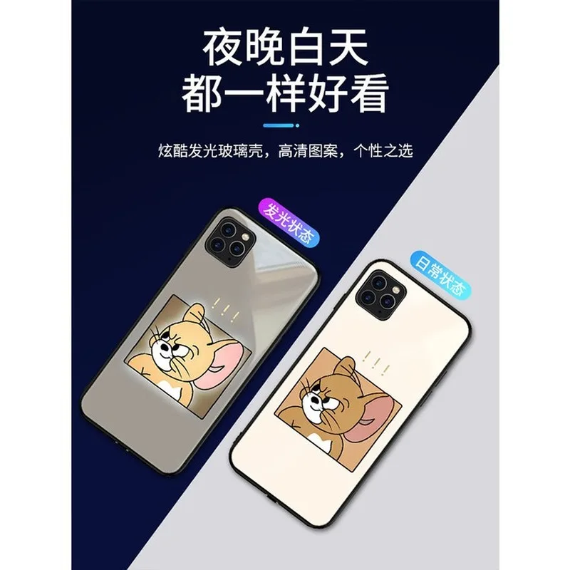 Risanka anime LED Lučka za Zaznavanje Glasovni Nadzor Mobilni Telefon Zaščitna torbica za IPhone12 12Pro 12ProMax 12mini 11 Pro Max X XR XS