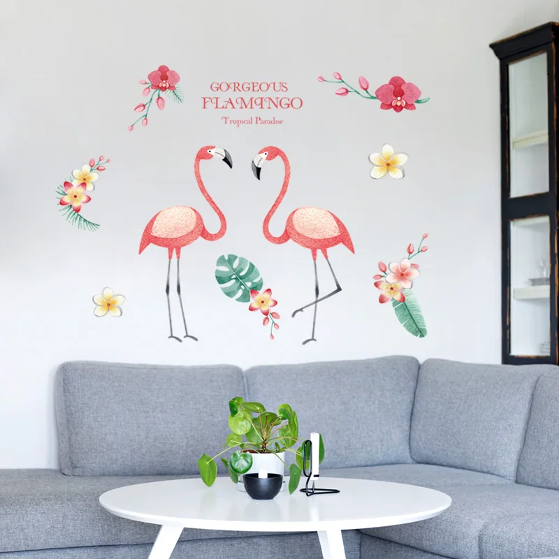 Risanka Flamingo, Spalnica, Dnevna Soba Izmenljive Vinil Stenske Nalepke Decor Art Self lepilo Nalepke Zidana Stena Plakat dc12