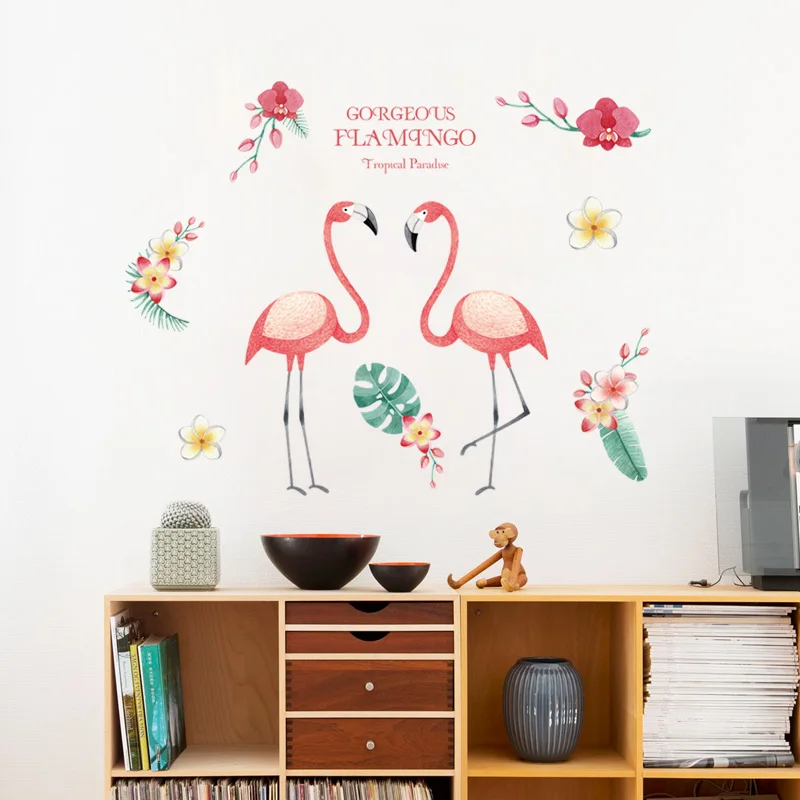 Risanka Flamingo, Spalnica, Dnevna Soba Izmenljive Vinil Stenske Nalepke Decor Art Self lepilo Nalepke Zidana Stena Plakat dc12