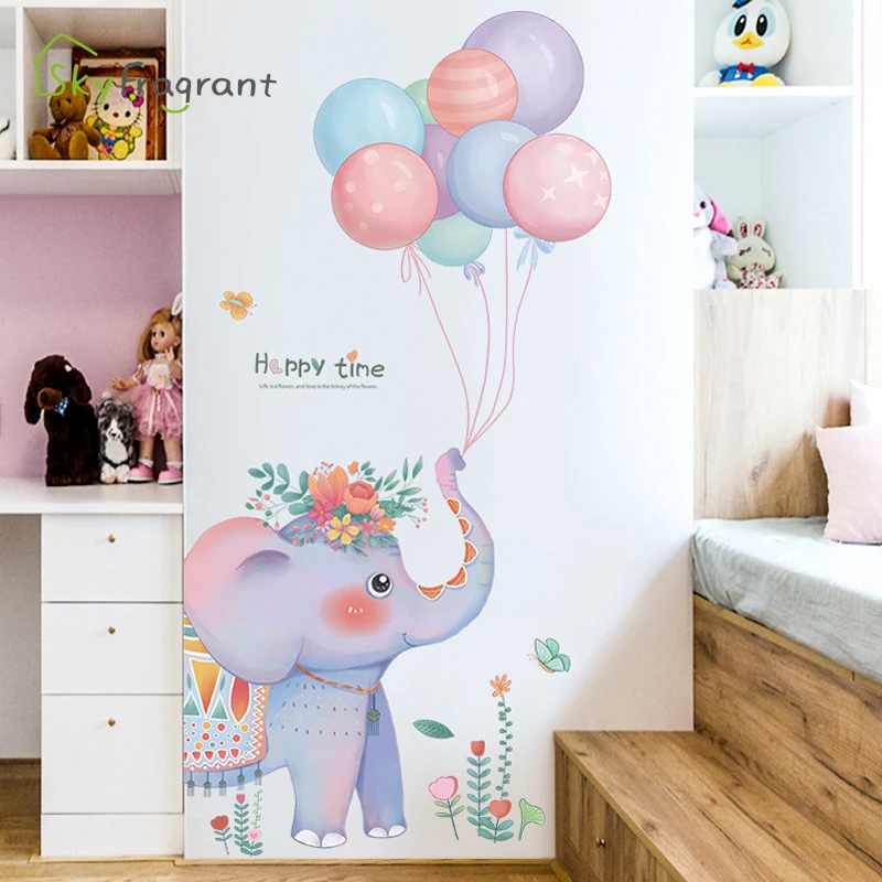 Risanka stenske nalepke slon balon plakat nalepke spalnica dekor doma dekor stenski dekor samolepilne nalepke soba dekoracijo