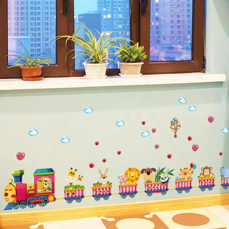 Risanka vlak vrtec dekoracijo sten ozadje nalepke otroška spalnica otroci soba stenske nalepke