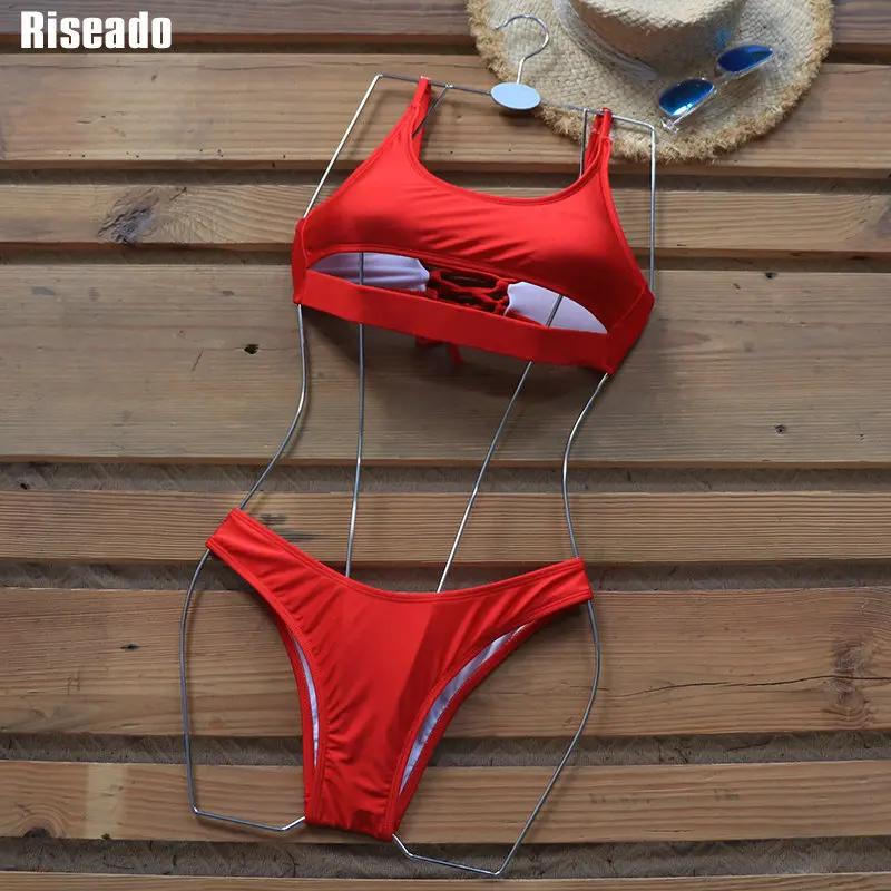 Riseado Izrežemo Seksi Bikini 2021 Kopalke Ženske Kopalke Visoko Izreži Biquini Trak Brazilski Plažo Čipke Kopalke Poletje