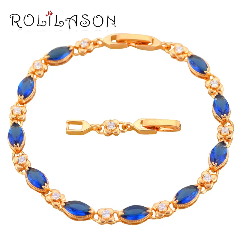 ROLILASON Vrh kakovosti Zlato Roza Cirkon design Zapestnice za ženske Zdravstvenega Nikelj Svinec brezplačno modni nakit TB1135