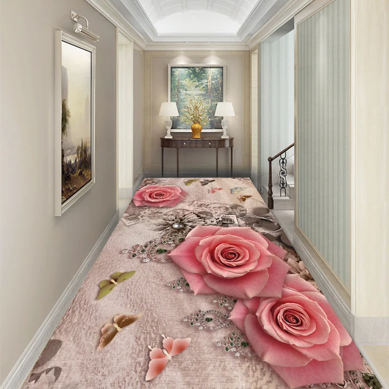 Romantični Rose Koridor Oltarja Preprogo Kristalno Žamet Non-slip Spalnica Postelji Površina Preprogo Zaprtih Preproga Preproga za dnevno Sobo